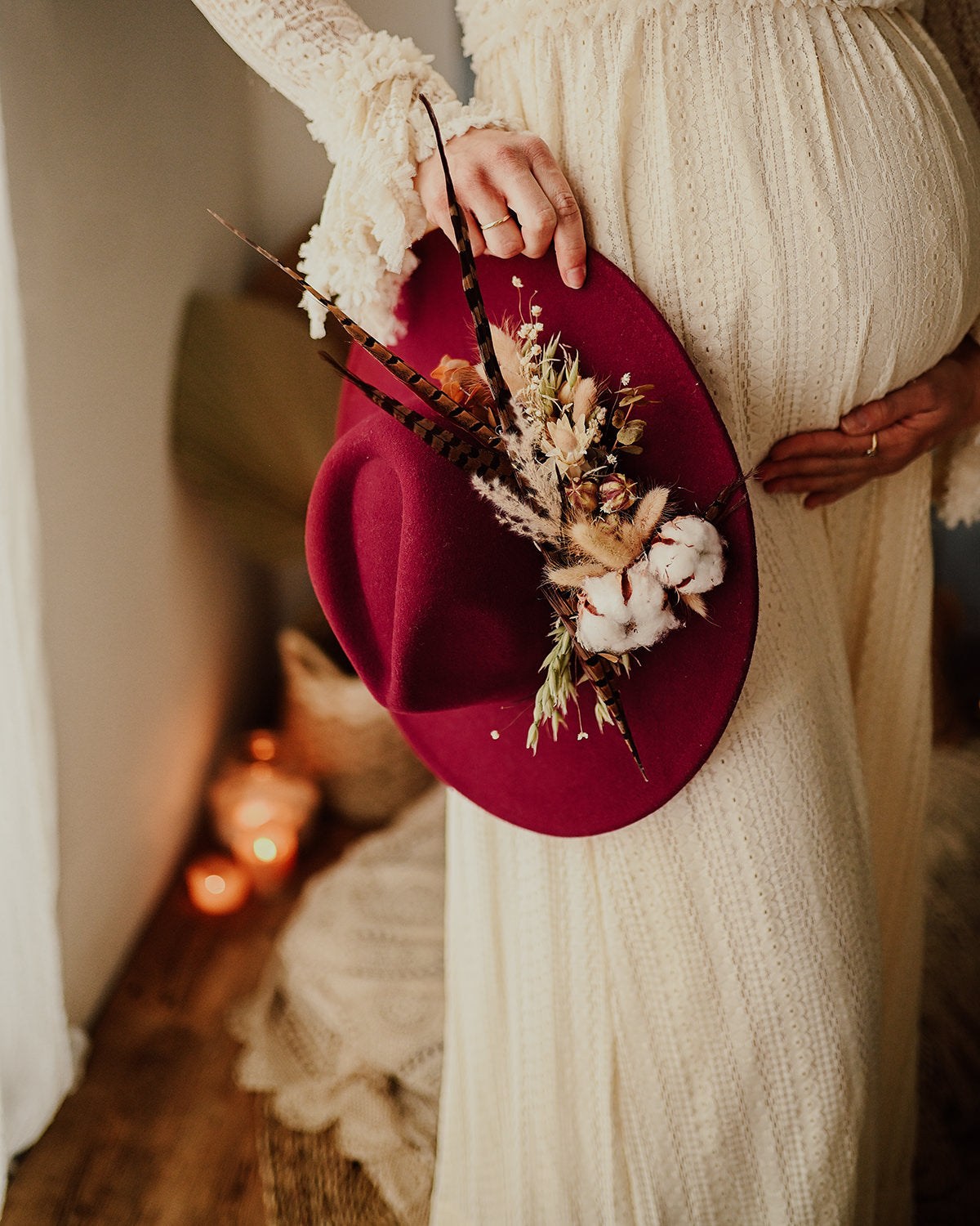 Sombrero Boho con flores - Alicia